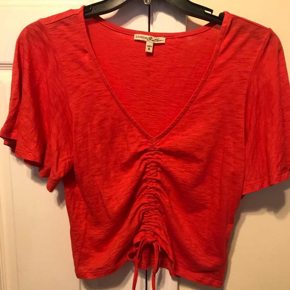 hot pink sinched shirt from express